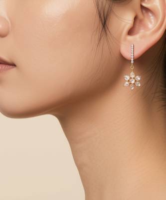 Gold plated yellow polki drop earrings 1
