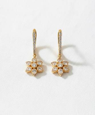 Gold plated yellow polki drop earrings 3