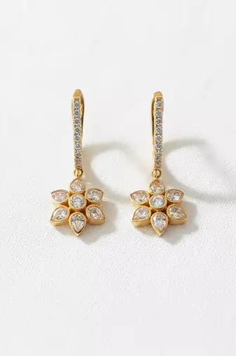 Gold plated yellow polki drop earrings