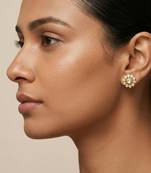 Gold plated yellow polki stud earrings