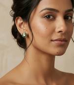 Gold plated green polki stud earrings
