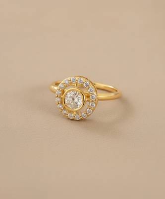 Gold plated yellow polki diamond ring 2