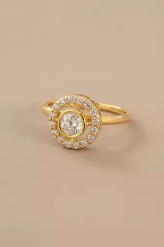 Gold plated yellow polki diamond ring