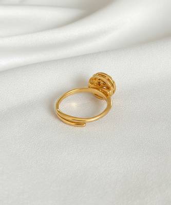 Gold plated yellow polki diamond ring 3