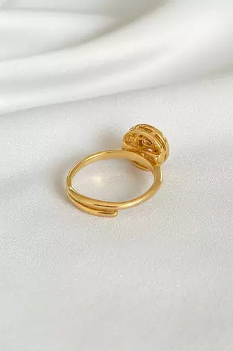 Gold plated yellow polki diamond ring
