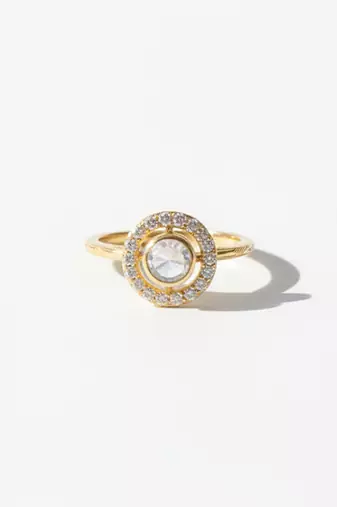 Gold plated yellow polki diamond ring