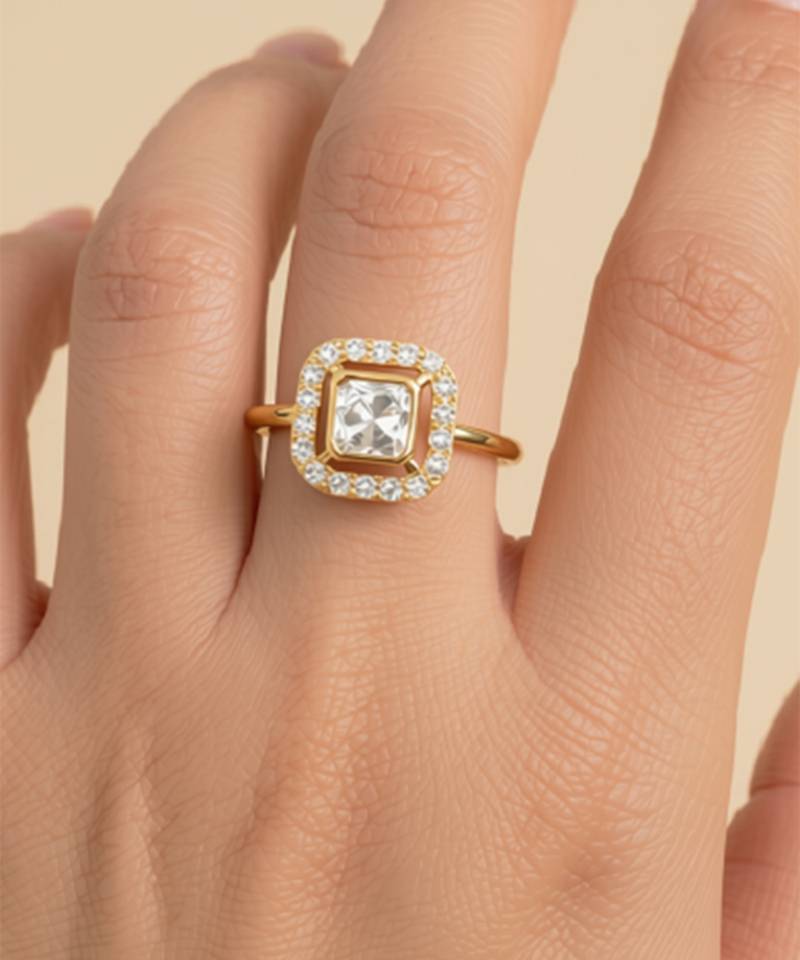 Gold plated yellow polki diamond ring