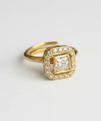Gold plated yellow polki diamond ring 2