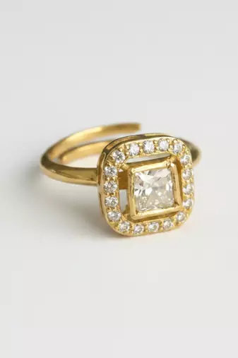 Gold plated yellow polki diamond ring