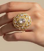 Gold plated yellow polki diamond ring