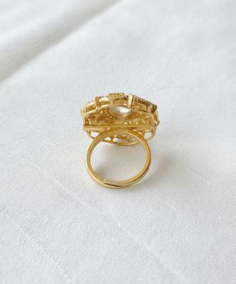 Gold plated yellow polki diamond ring 2