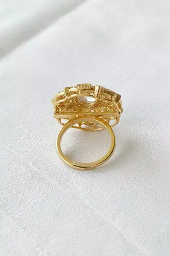 Gold plated yellow polki diamond ring