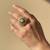 Gold plated green polki stones ring