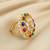 Gold plated multicolor polki stones ring