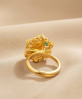 Gold plated multicolor polki stones ring 3