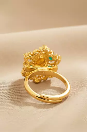 Gold plated multicolor polki stones ring