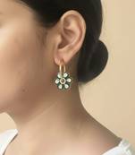 Gold plated green polki stones stud earrings