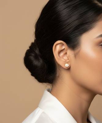 Gold plated yellow polki stud earrings 1