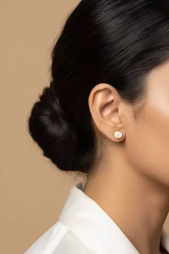 Gold plated yellow polki stud earrings