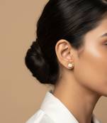 Gold plated yellow polki stud earrings