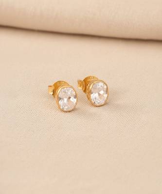 Gold plated yellow polki stud earrings 2