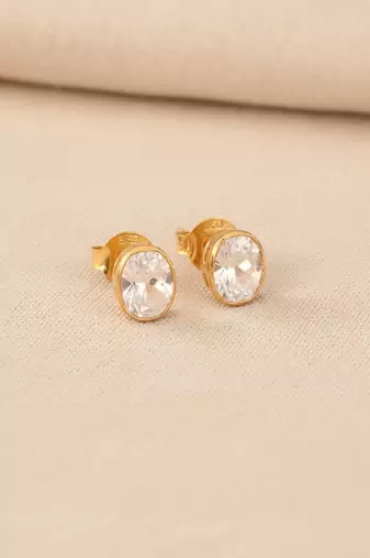 Gold plated yellow polki stud earrings