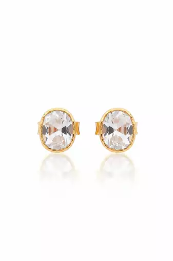 Gold plated yellow polki stud earrings