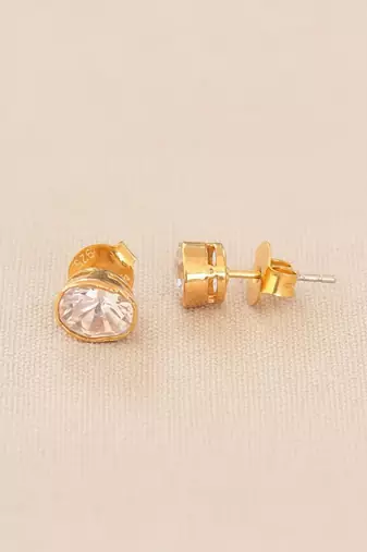 Gold plated yellow polki stud earrings