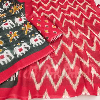 black printed work cotton blend saree 3