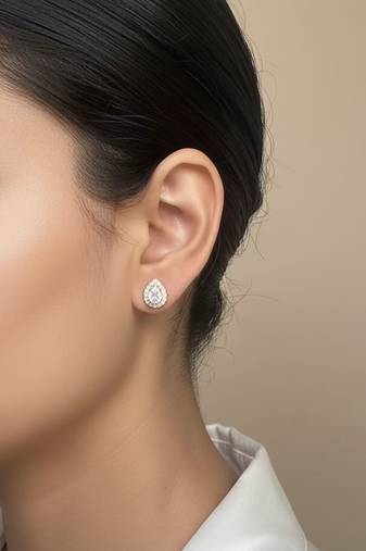 Gold plated yellow polki diamond stud earrings