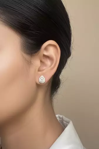 Gold plated yellow polki diamond stud earrings