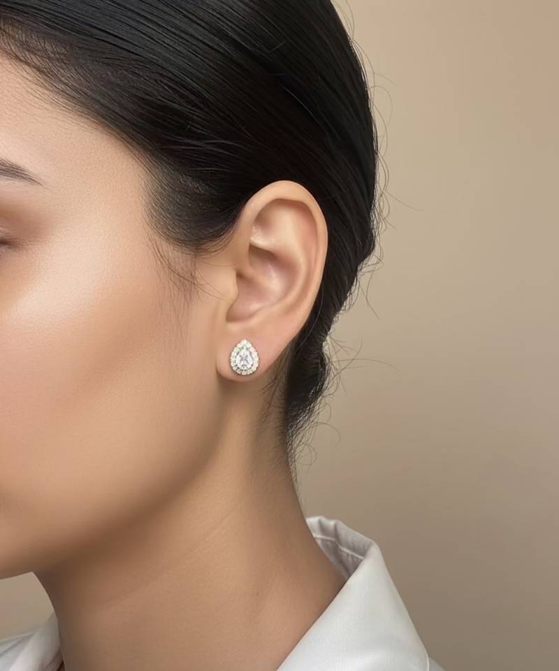 Gold plated yellow polki diamond stud earrings