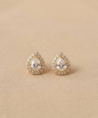Gold plated yellow polki diamond stud earrings 2