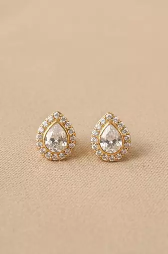 Gold plated yellow polki diamond stud earrings