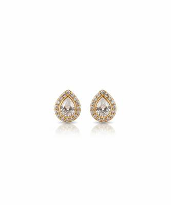 Gold plated yellow polki diamond stud earrings 3