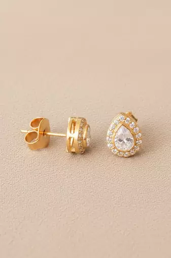 Gold plated yellow polki diamond stud earrings