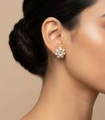 Gold plated yellow polki diamond stud earrings