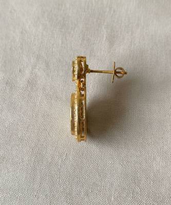 Gold plated yellow kundan polki stone drop earrings 4