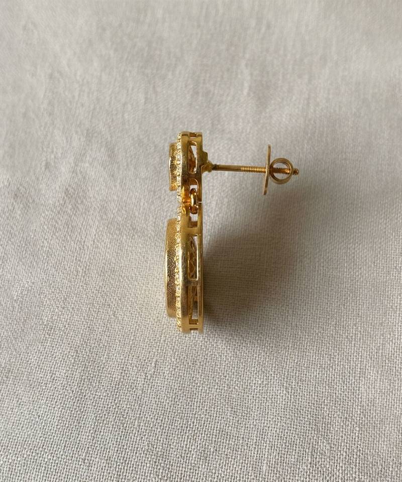 Gold plated yellow kundan polki stone drop earrings