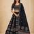 black rayon circular lehenga with digital print