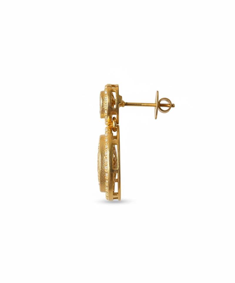 Gold plated yellow kundan polki stone drop earrings
