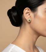 Gold plated green polki stone stud earrings