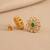 Gold plated green polki stone stud earrings