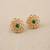 Gold plated green polki stone stud earrings