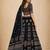 black rayon circular lehenga with digital print