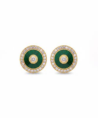 Gold plated green polki stone stud earrings 2