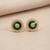 Gold plated green polki stone stud earrings