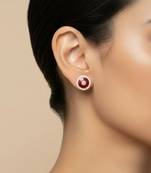 Gold plated red moissanite polki stud earrings
