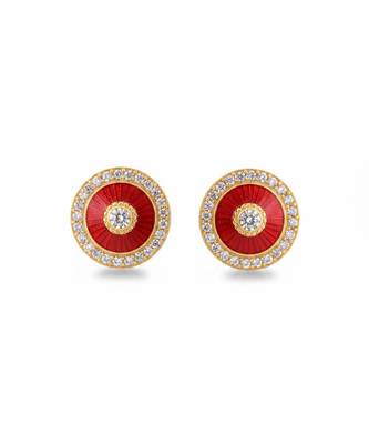 Gold plated red moissanite polki stud earrings 4