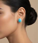 Gold plated turqouise blue stone stud earrings